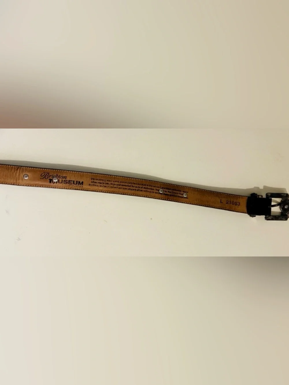 Brighton Museum Collection Belt Black Leather Mixed Metal Cameo L